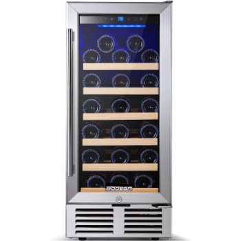 BODEGA 15 Inch Wine Cooler Under Counter, 31 Bottle Mini Fridge Wine Cooler Refrigerator, with Double-Layer Glass Door, Temperature Memory and Digital Temperature Control, Built-in or Freestanding