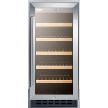 Summit Appliance ALWC15CSS ADA Compliant 15" Wide Commercial Wine Cellar for Built-in or Freestanding Use with Glass Door, Digital Controls, Front Lock, LED Lighting and Stainless Steel Cabinet