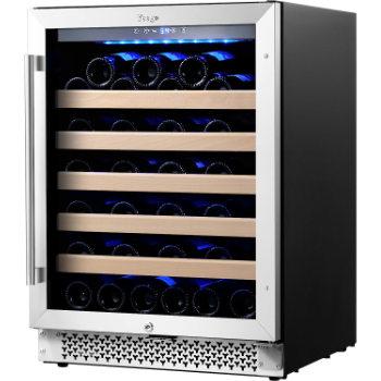 Yeego Wine Cooler, 24 Inch Wine Cooler Refrigerator, 52 Bottles for Large Bottles, With Upgraded Compressor, Keeps Temperature Consistent, Low Noise, Fast Cooling, No Fog, Temp 40-65°F