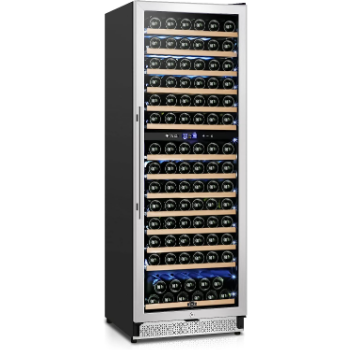 Tylza 24 Inch Wine Fridge Dual Zone, 154 Bottle Wine Cooler Refrigerator With Stainless Steel and Professional Compressor, Fast Cooling Low Noise and No Fog Built-in or Freestanding
