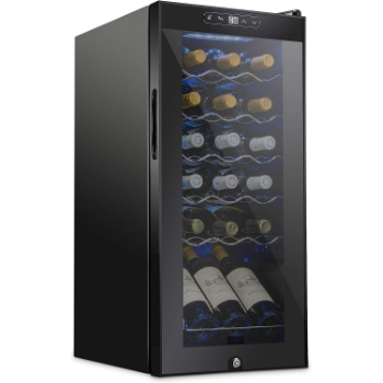 SCHMECKE 18 Bottle Compressor Wine Cooler Refrigerator w/Lock - Large Freestanding Wine Cellar - 41f-64f Digital Temperature Control Wine Fridge For Red, White, Champagne or Sparkling Wine - Black